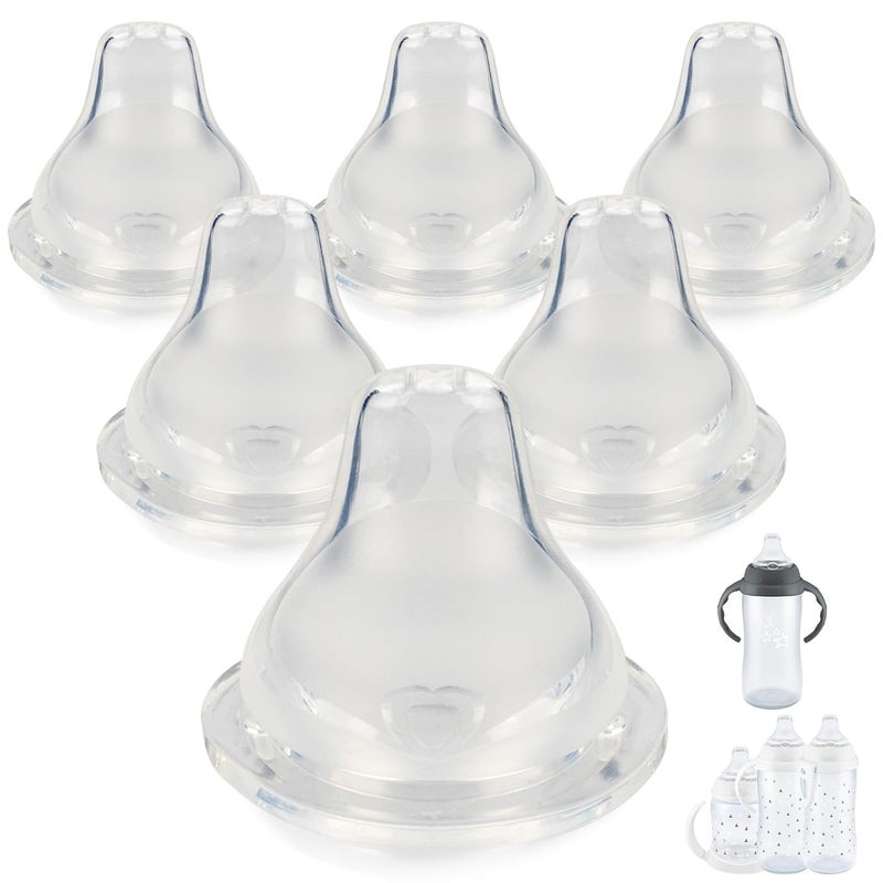 joyfeed Sippy Cup Nipples for NUK Active Sippy Cup and Learner Cup,Variable Flow, Silicone Replacement Nipple,6+ Months,6 Count - Image 1